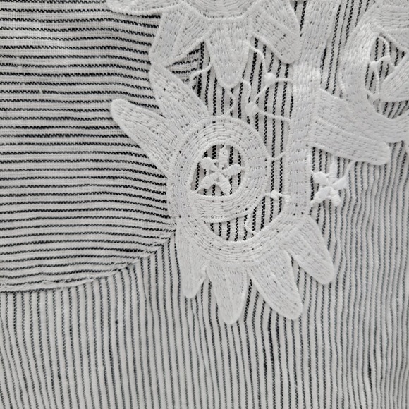 Lauren Ralph Lauren Linen LRL Monogram Applique Long Sleeve Blouse Womens Sz  LG - Picture 4 of 9